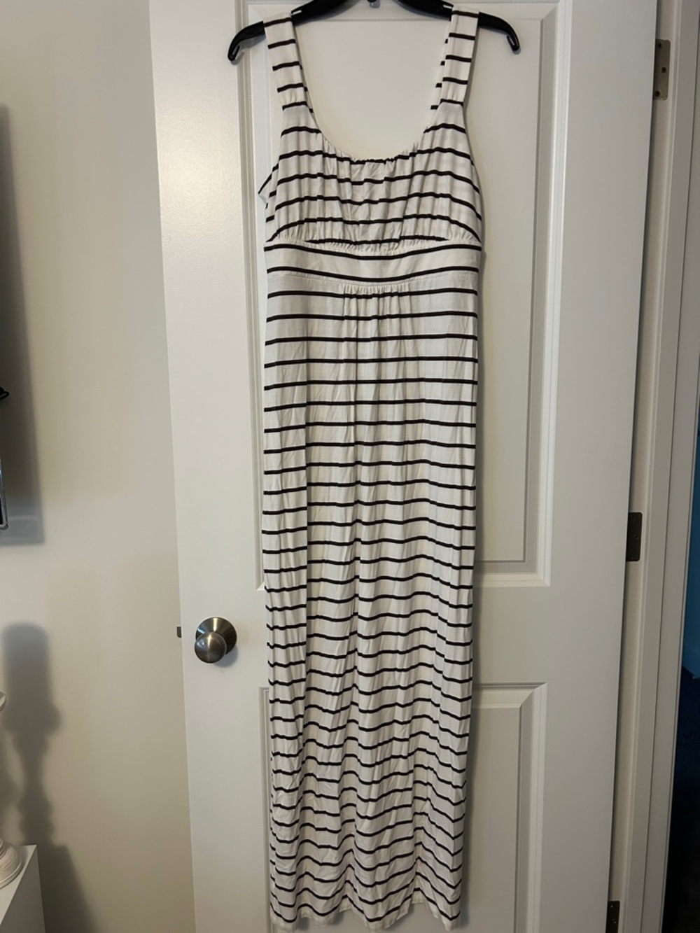 Ann Taylor Striped White and Brown Maxi Dress - Sleeveless Casual Tank Dress